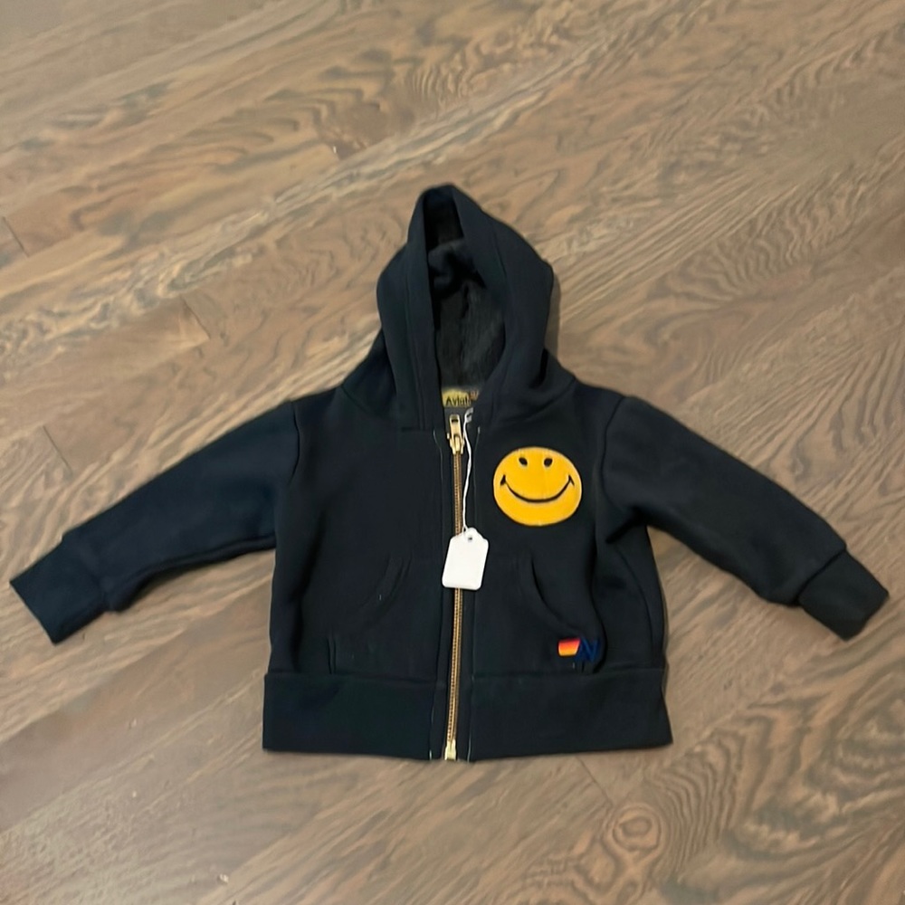 NWT Aviator Nation Navy Blue Smiley Hoodie - 6-12 months